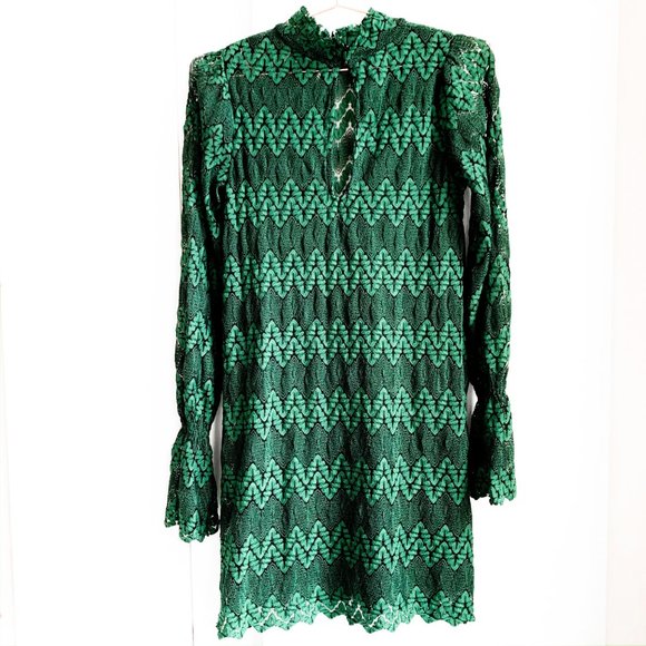 free people long sleeve boho dress w/flare sleeves - Picture 3 of 10